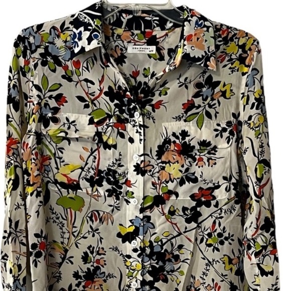 Equipment Femme Essential Silk Shirt Floral Button Front Fairy Whimsical - Picture 1 of 12